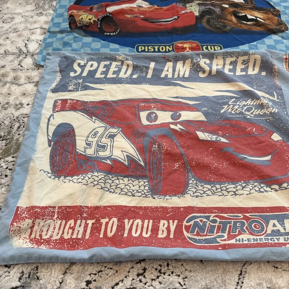Vintage Disney Pixar Cars Pillowcases Lightning McQueen and Tow Mater Lot Of 2